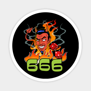 Rockabilly Lowbrow Devil with Dice Art Magnet